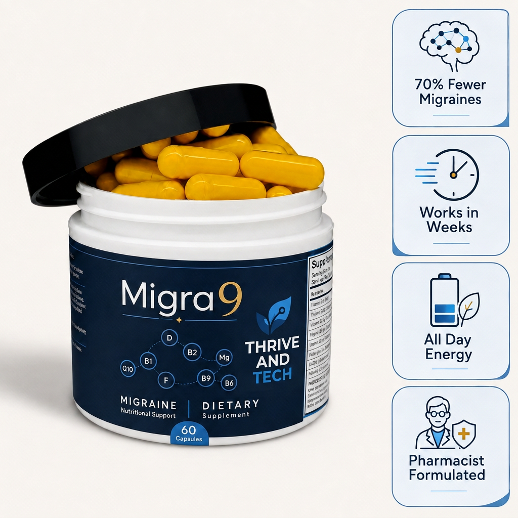 Migra9 - 9 in 1 migraine supplement bottle